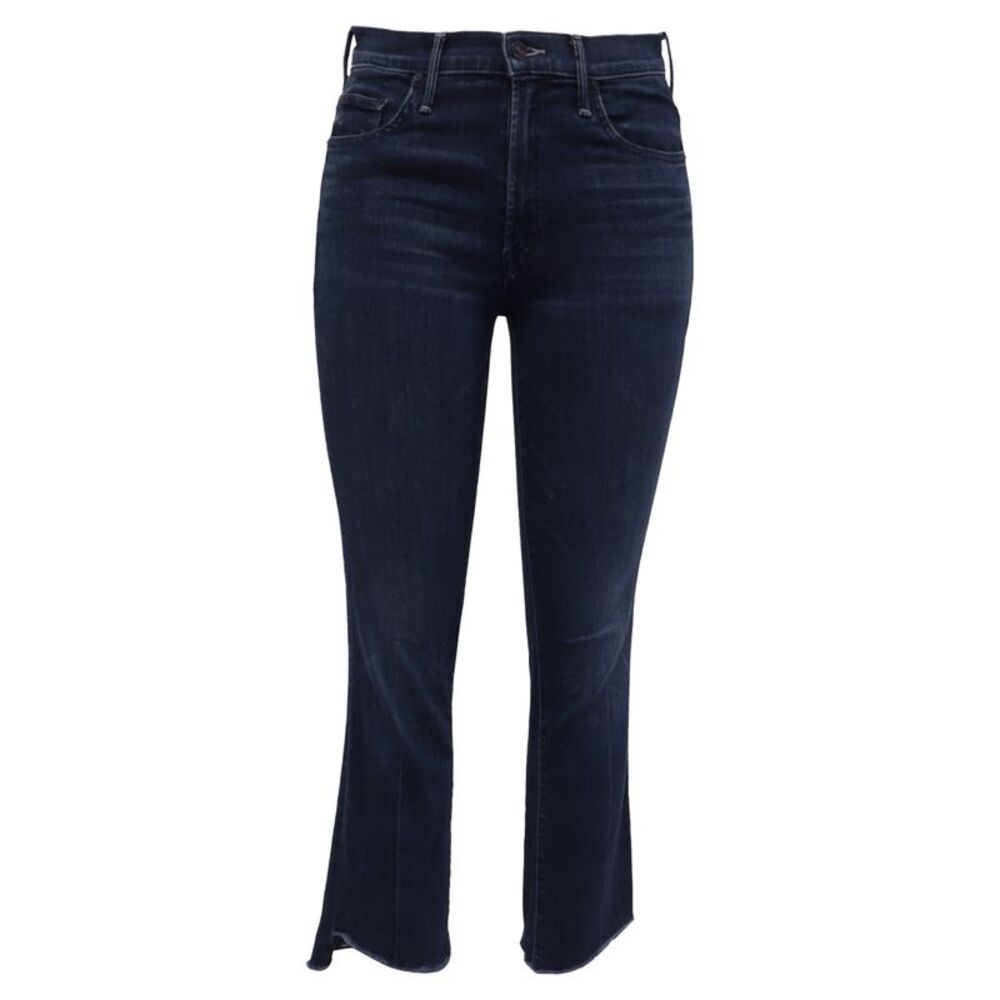 Mother Frayed Cropped Jeans in Blue Cotton